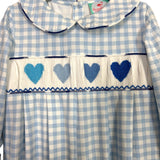 The Smocked Flamingo Blue Smocked Hearts Outfit- Size 18M