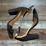 A New Day Black Suede Heel Sandals- Size 7 (see notes)