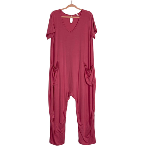 Anrabess Pink Front Pocket Jumpsuit- Size XL (see notes)