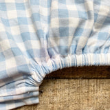 The Smocked Flamingo Blue/White Checked Smocked Walker Bubble- Size 6M (see notes)