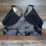 PINK Active Black and Grey Tie-Dye Ribbed Padded Sports Bra NWT- Size L