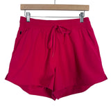 YPB Motion Tek Red Drawstring Waist Shorts with Biker Shorts- Size L