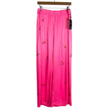 Lauren Moshi Neon Pink Satin with Crystal Cherries Pants NWT- Size L (Inseam 28.5”, we have matching top)