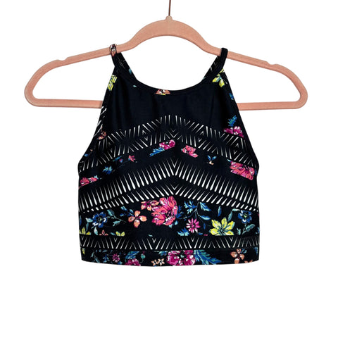 Give Love Get Love by Betsey Johnson (No Brand Tag) Black Floral Sports Bra- Size ~XS (no size tag, fits like XS. We have matching leggings)