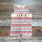 The Smocked Flamingo Red White and Blue Smocked Fireworks Jon Jon- Size 18M (see notes)
