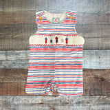 The Smocked Flamingo Red White and Blue Smocked Fireworks Jon Jon- Size 18M (see notes)