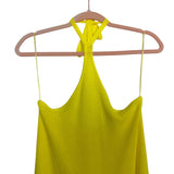 Aiblee Neon Yellow Open Knit/Semi Sheer Halter Dress with Blue Knit Bandeau Top NWT- Size L (sold as set)