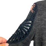 Dainty Hooligan Black/Charcoal Space Dye with Crochet Cold Shoulder Top- Size ~S (no size tag, fits like a small)