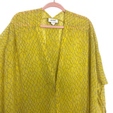 Monki Sheer Yellow Printed Button Front Kimono- One Size (see notes)