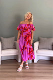 Sofia Jeans Purple with Orange Leaf Print Dress NWT- Size XS