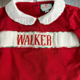 The Smocked Flamingo Red Smocked Walker Top + Red/Green Plaid Pants Outfit - Size 12M (See Notes)