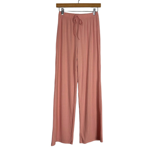 No Brand Pink Ribbed Long Sleeve Pants Set- Size S