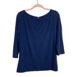 Lilly Pulitzer Navy Boat Neck 3/4 Length Sleeve with Back Keyhole Top- Size L
