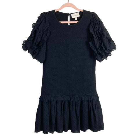 Cleobella Black Swiss Dot with Ruffle Puff Sleeves Smocked Dress- Size The Saved Collection Cleobella Black Swiss Dot with Ruffle Puff Sleeves Smocked Dress- Size The Saved Collection