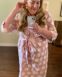 Foxcroft Red/White Striped with White Embroidered Flowers Side Tie Button Up Shirt Dress- Size 18W (sold out online)