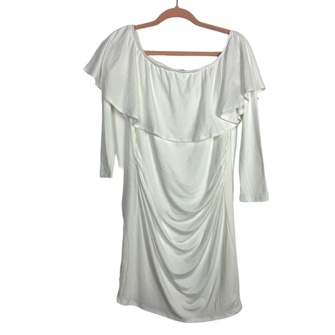 Pink Blush White Off the Shoulder Cinched Dress NWT- Size S
