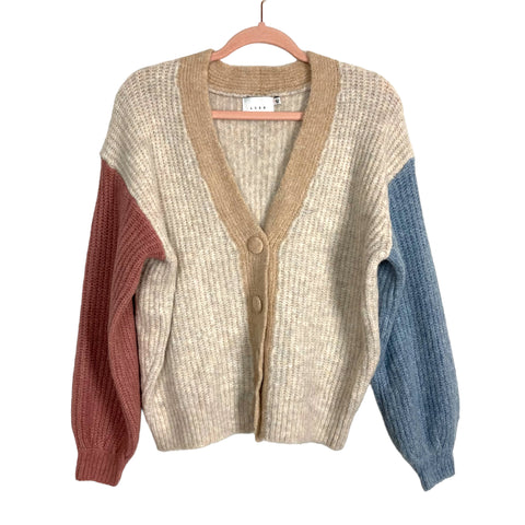 Lush Colorblock Front Button Sweater Cardigan- Size S