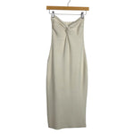 Lillusory Off White Front Twist Strapless Sweater Dress with Back Slit - Size S