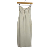 Lillusory Off White Front Twist Strapless Sweater Dress with Back Slit - Size S