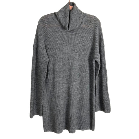 L'Academie Gray Ribbed Turtleneck Sweater Mini Dress NWT- Size M