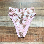Aerie Pink Brown Swirl Print Front Crossover Cheeky Bikini Bottoms- Size S (we have matching top)