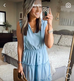 Cupshe Blue Ruffled Tie Neck Mini Dress- Size S (sold out online)