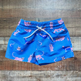 The Beaufort Bonnet Blue with Pink Tiger Print Swim Shorts- Size 18-24M