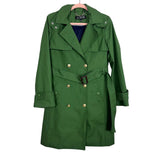 J Crew Green Belted Removable Hood Trench Coat- Size 8