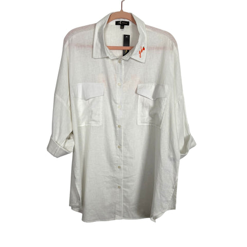 Be Blessed White GB Button Up Top NWT - Size L