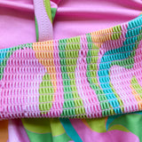 Show Me Your Mumu Barbie Pinks and Greens Ruffle Bikini Tops- Size S (sold out online, we have matching bottoms, see notes)
