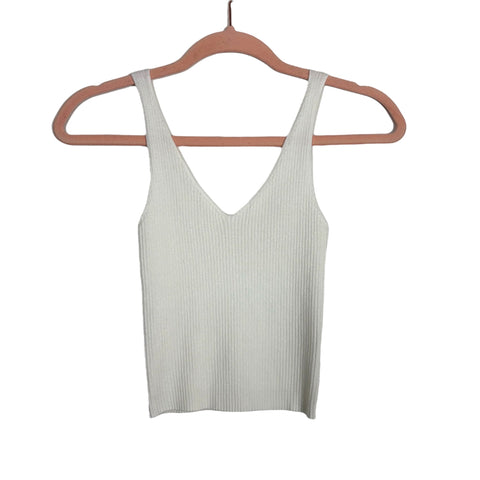 Be Cool White Ribbed Tank Top - Size S/M