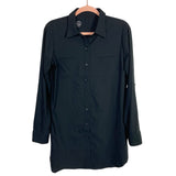 Mott50 UPF 50+ Black Button Up Roll Tab Sleeve Top- Size S