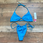 Beach Bunny Turquoise Triangle Emma Halter Bikini Top NWT- Size DD (we have matching bottoms)