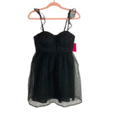 Buddy Love Black Mesh Swiss Dot Overlay Dress NWT- Size S
