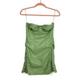 Camila Coelho Mint Green Faux Leather Side Lace Up Strapless Mini Dress - Size S (sold out online)