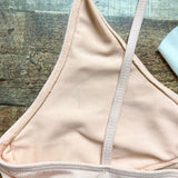 Tularosa Peach Ribbed with Ivory Ruffle Julieta Bikini Top- Size M (see notes, sold out online, we have matching bottoms)
