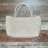Madewell Cream Cow Leather Woven Handbag NWT