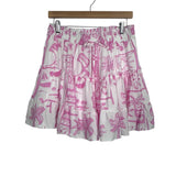 Pink Lily White Pink Printed Smocked Cropped Top Skort Set- Size L
