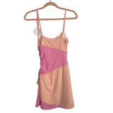 More to Come x Revolve Pink/Peach Color Block Ribbed with Cinched Side Tie Mini Dress NWT- Size S