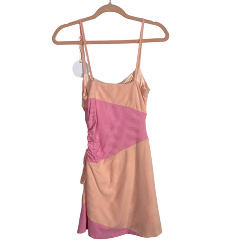 More to Come x Revolve Pink/Peach Color Block Ribbed with Cinched Side –  The Saved Collection