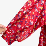 Maeve by Anthropologie Red Floral Button Up Balloon Sleeve Top- Size L
