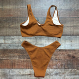 Shein Brown Textured Two-Piece Bikini Set- Size S