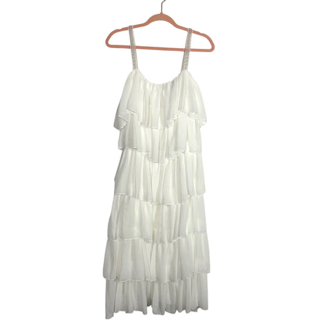 Arika White Rose Tiered Sleeveless Maxi Dress NWT - Size S