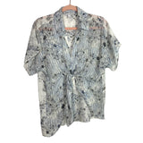 Chelsea and Walker White and Blue Floral Silk Front Tie Top- Size 2