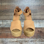 Marc Fisher Tan Alida Leather Espadrille Wedge Sandals- Size 9.5 (see notes)