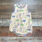 The Beaufort Bonnet Company White/Blue Zoo Animals Bubble- Size 12-18M