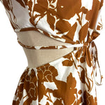 No Brand White/Brown Printed Side Cutout Dress - Size XS
