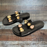 Sophia Webster Black Leather Velcro Strap Jeweled Sandals- Size 36 (Sold Out Online)