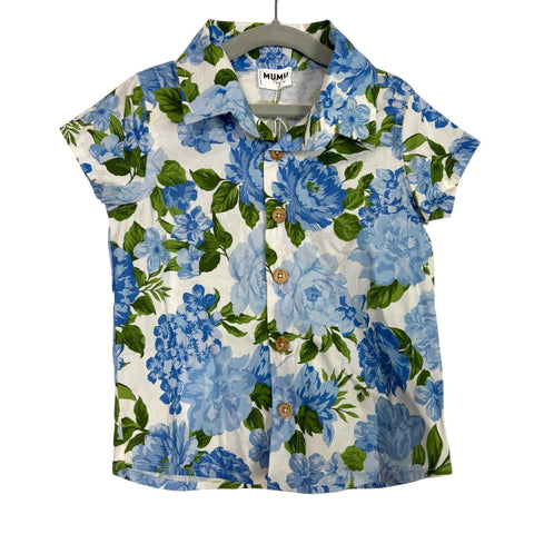 Show Me Your Mumu Mini Cottage Floral Blue Lil Button Up Shirt NWT - Size 1T (We Have Matching Bottoms!)