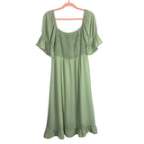 Pretty Garden Light Green Off the Shoulder Smocked Ruffle Dress- Size L (see notes)